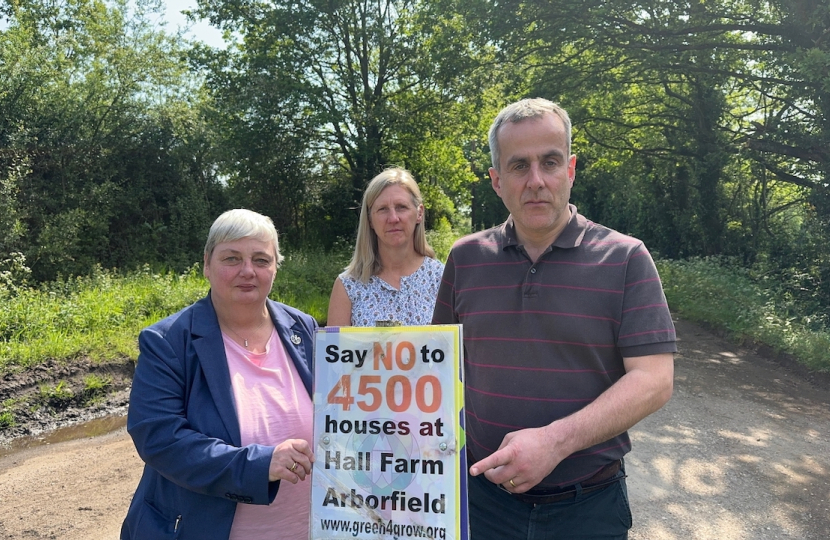 PAuline, Charles and Rebecca - Wokingham Borough Councillors at Hall Farm site