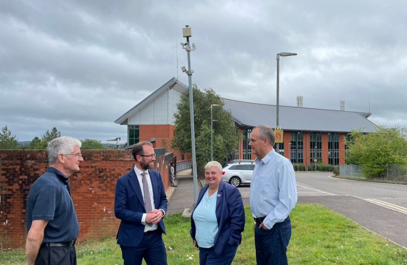 Pauline Jorgensen and Matt Barber with local councillors by the police station in Earley