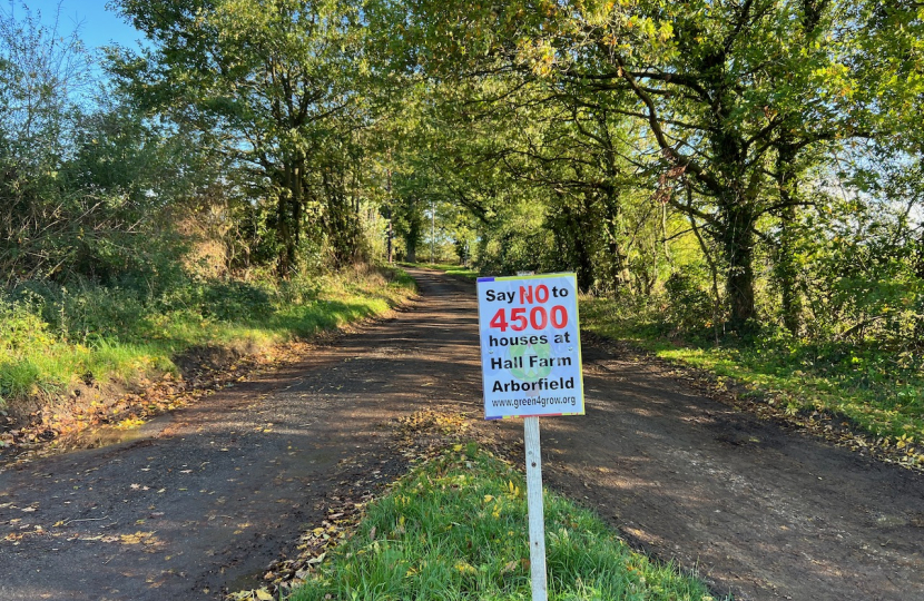 Say no to houses on Hall Farm sign