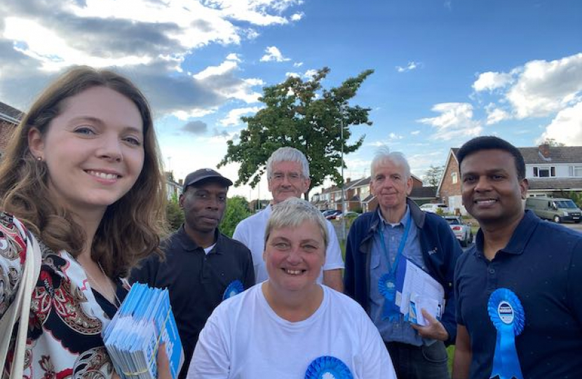 Parliamentary candidate Pauline Jorgensenout and about in Woodley with Laura Blumenthal 