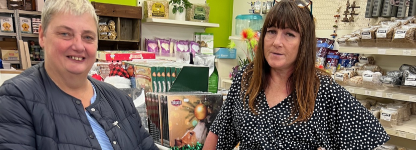 Pauline talking to Woodley shopkeepers about the impact of parking charge increases on their livelihood