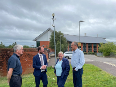 Pauline Jorgensen and Matt Barber with local councillors by the police station in Earley