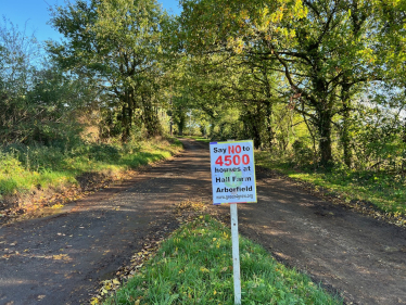 Say no to houses on Hall Farm sign